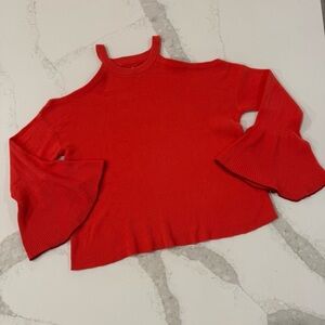 Knitted & Knotted Anthropologie Leandre ColdShoulder Sweater BellSleeve WomensXS